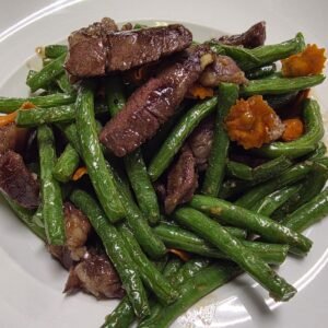 rib eye steak green bean